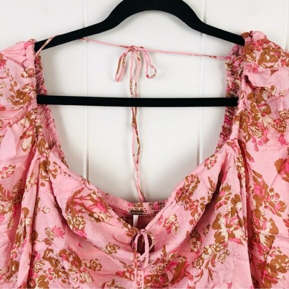 Free People Womens Hilary Printed Long Sleeve Pink Floral Top Medium - Picture 8 of 15